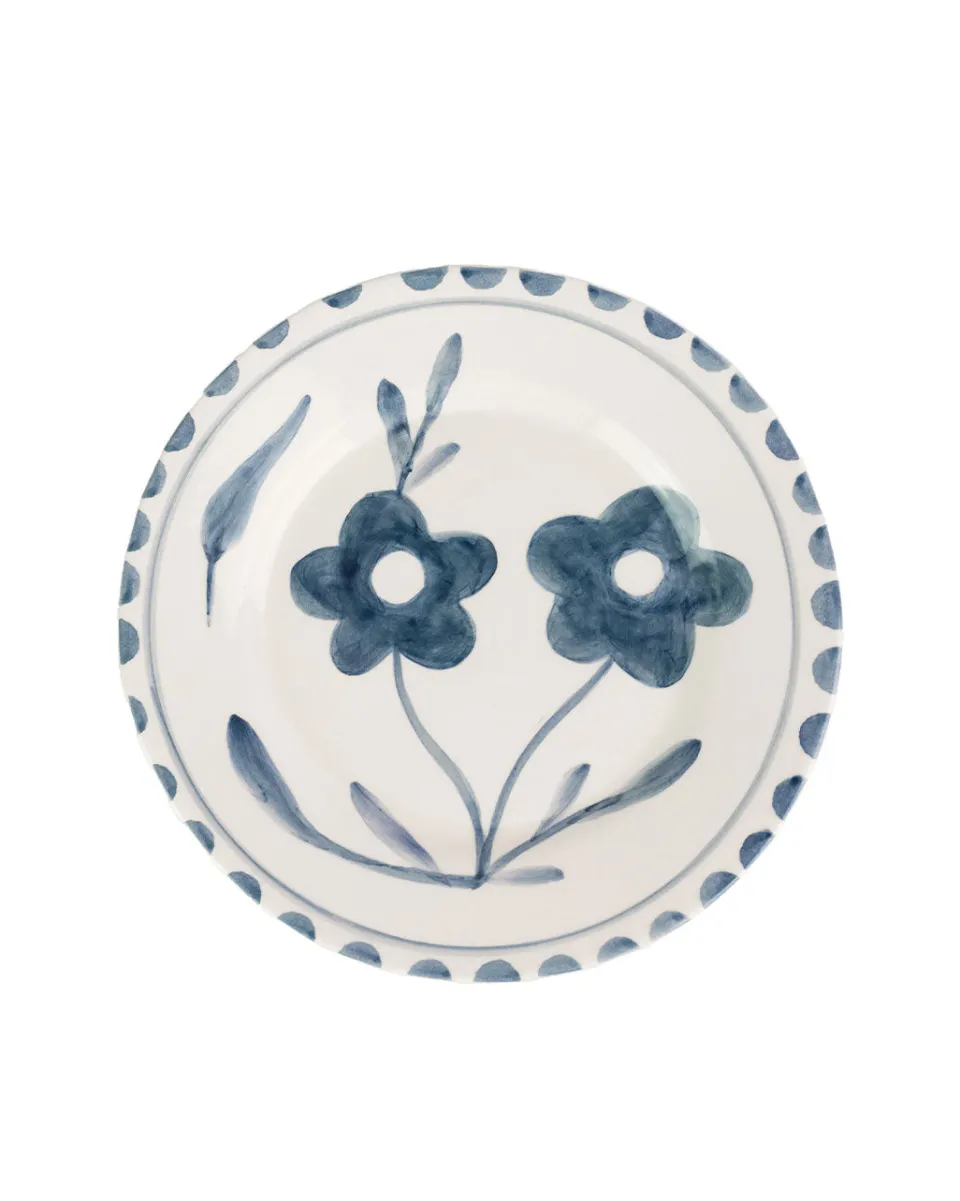 TA-DAAN Blue flowers dessert plate