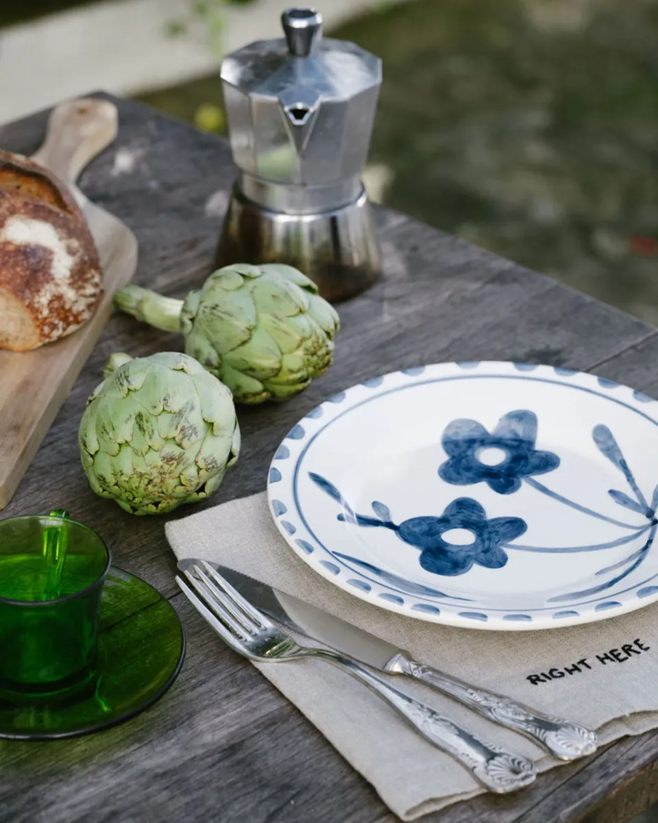 TA-DAAN Blue flowers dessert plate