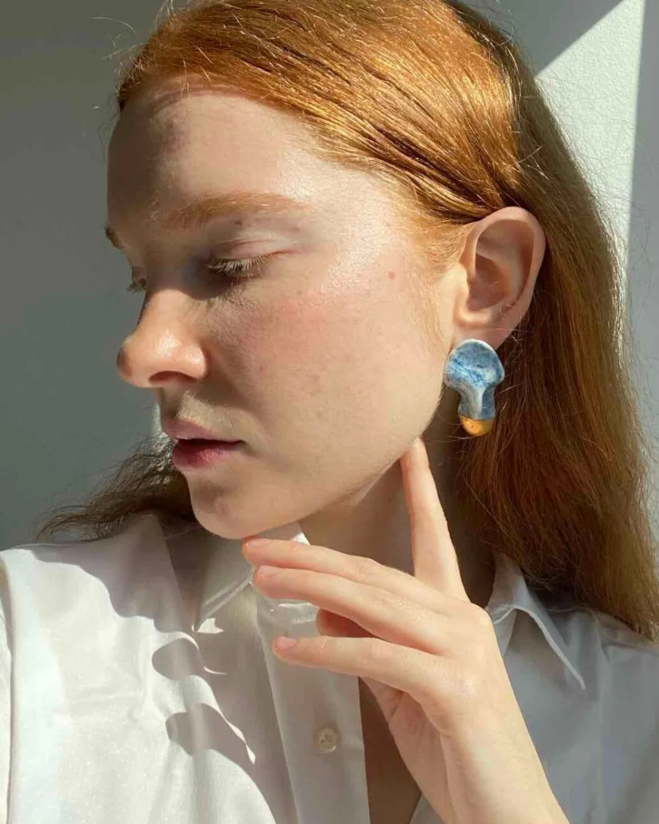 TA-DAAN Blue June Ceramic Earrings