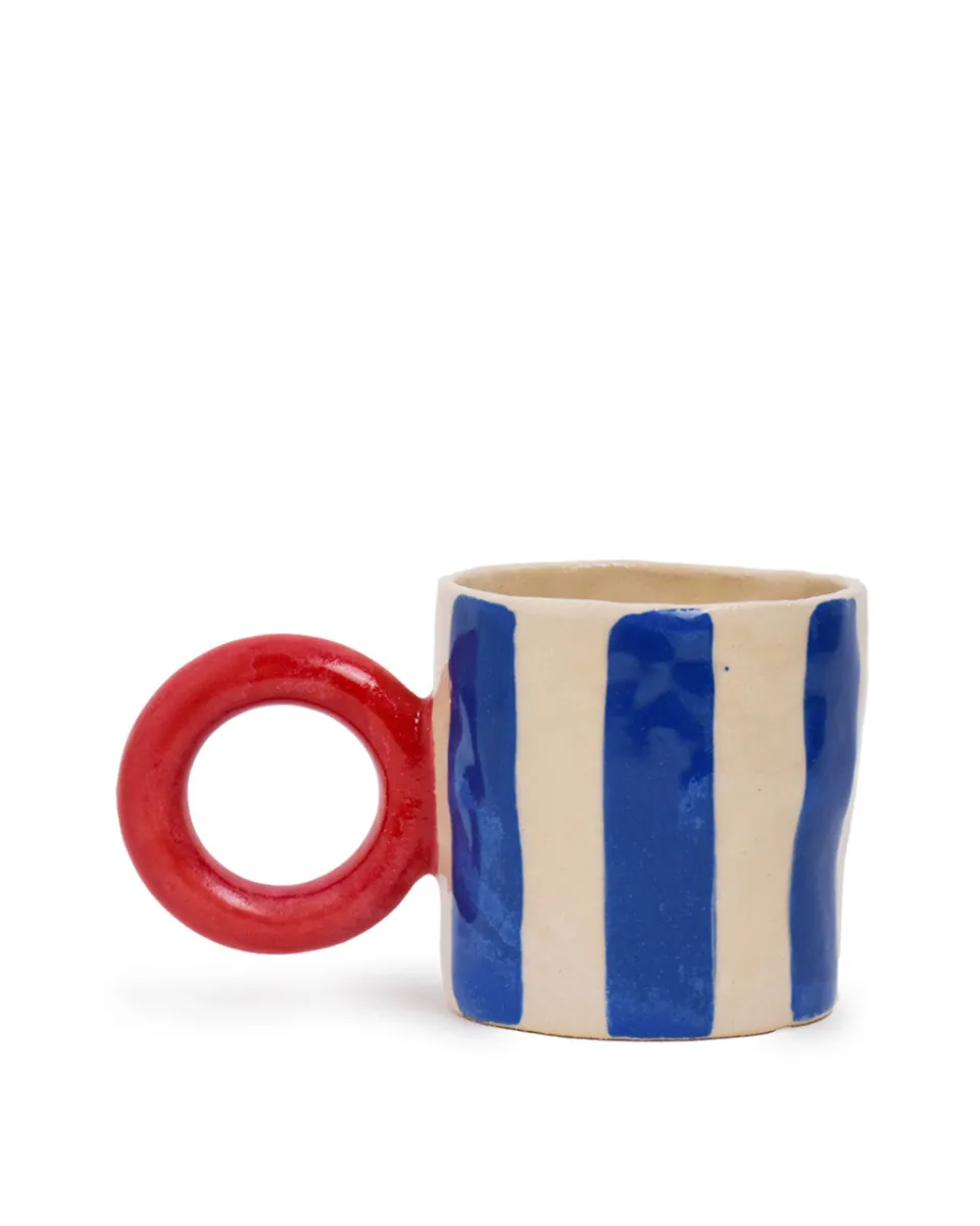 TA-DAAN Circle cup - blue stripes with red handle