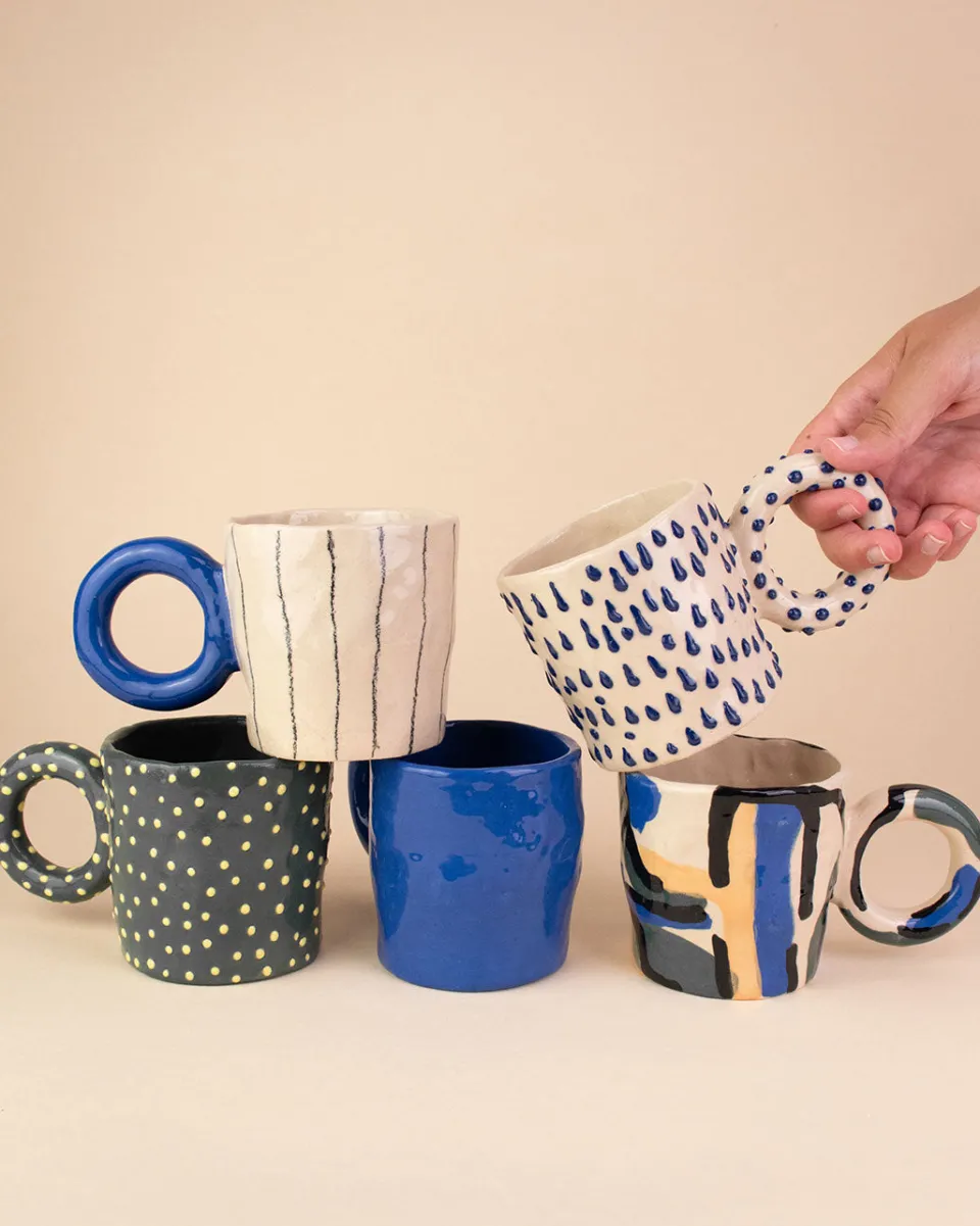TA-DAAN Circle cup - green with yellow dots