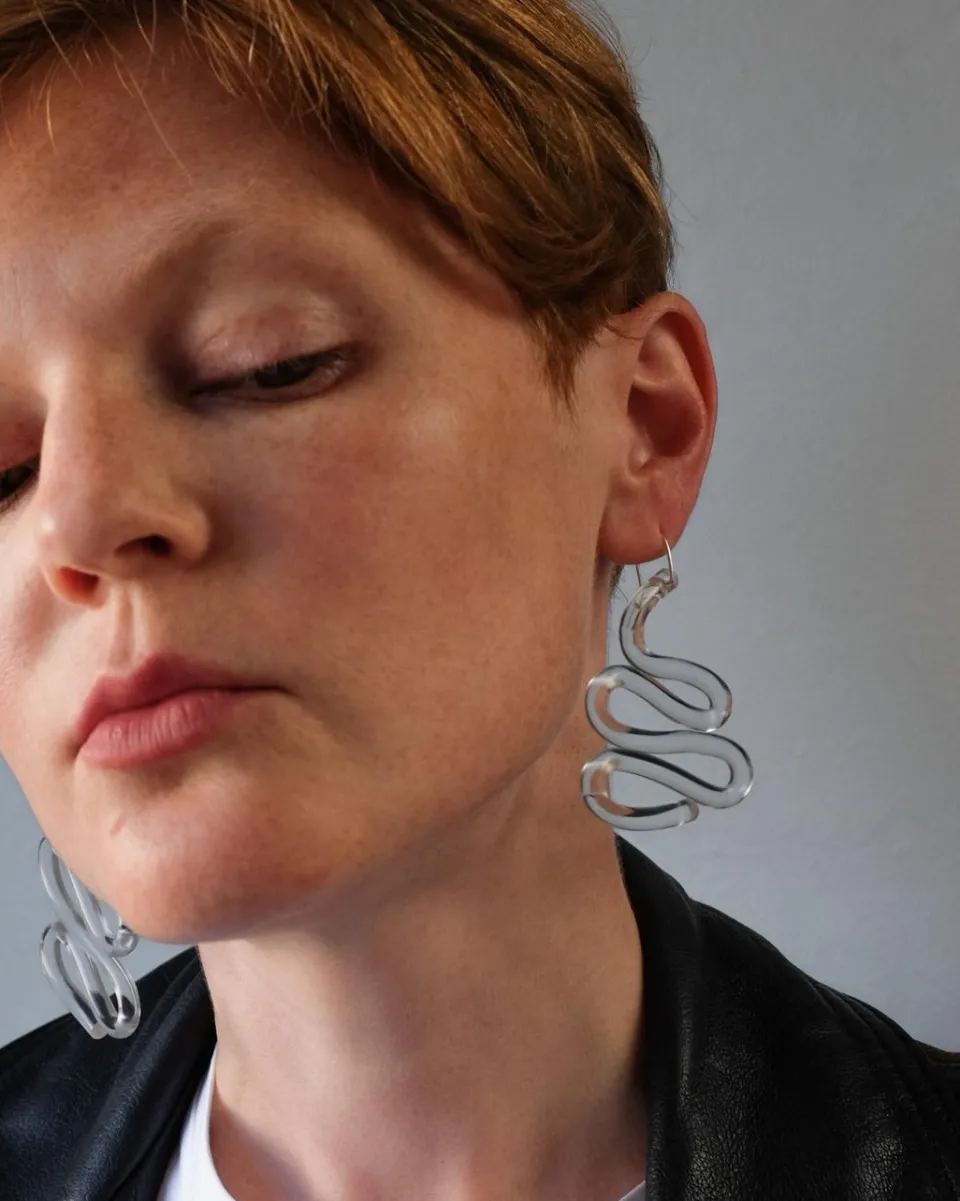 TA-DAAN Clear Snake Earrings