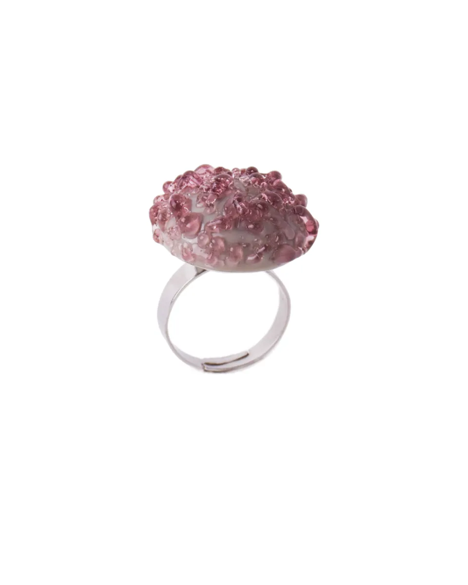 TA-DAAN Dark Amethyst Gray Jellyfish Glass Ring