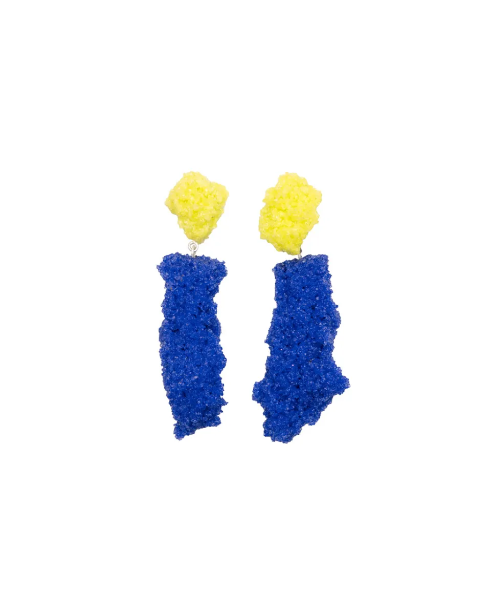 TA-DAAN Double Sugar Earrings - Blue oxide and lime