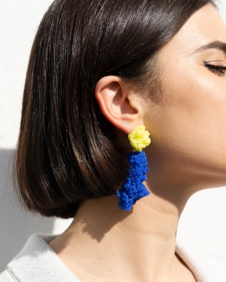 TA-DAAN Double Sugar Earrings - Blue oxide and lime