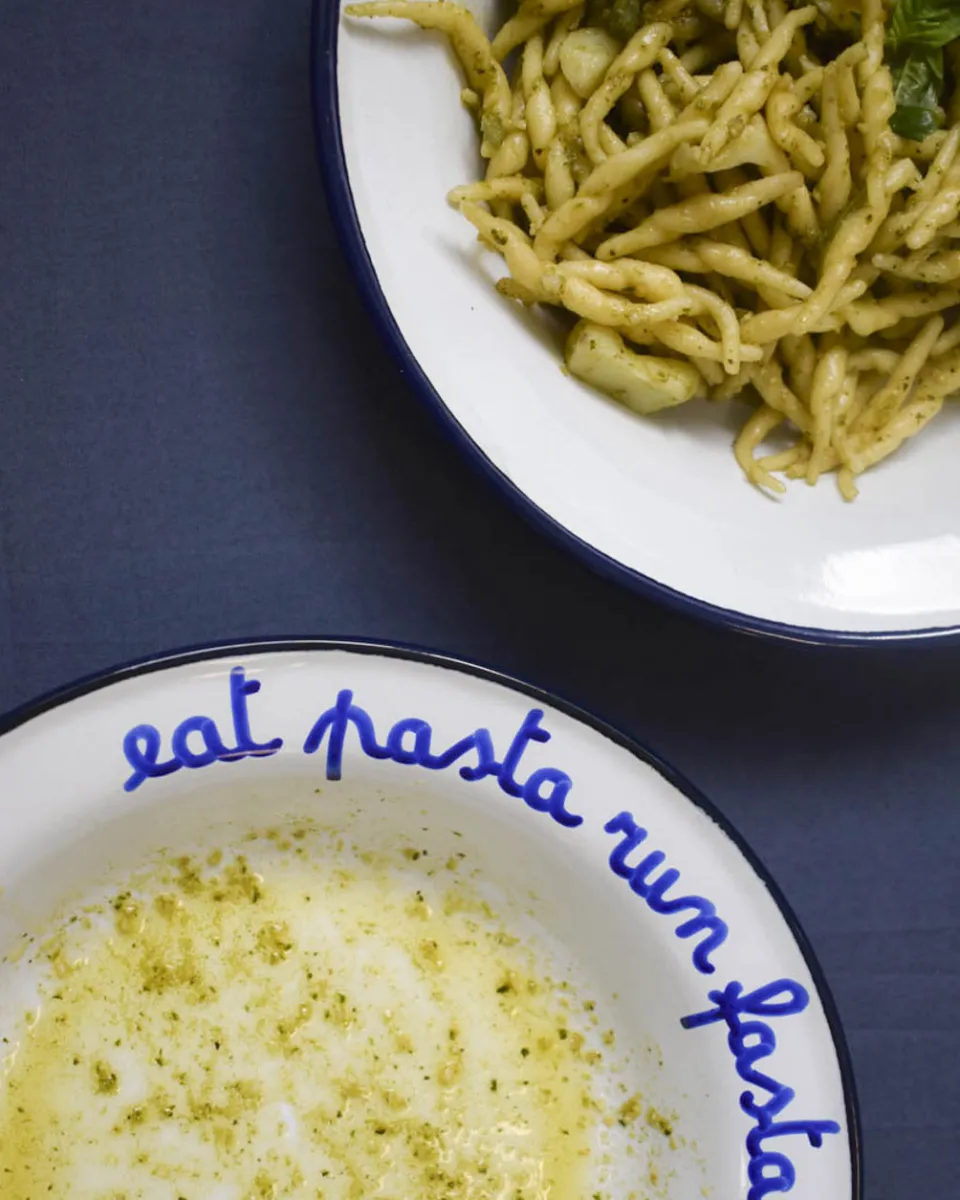 TA-DAAN Eat pasta run fasta enamel deep plate
