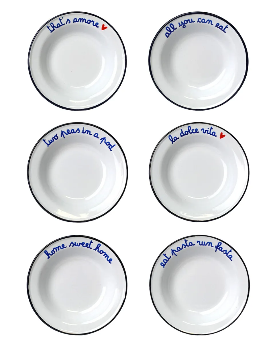 TA-DAAN Enamel deep plate English MIX - Set of 6 (-10%)