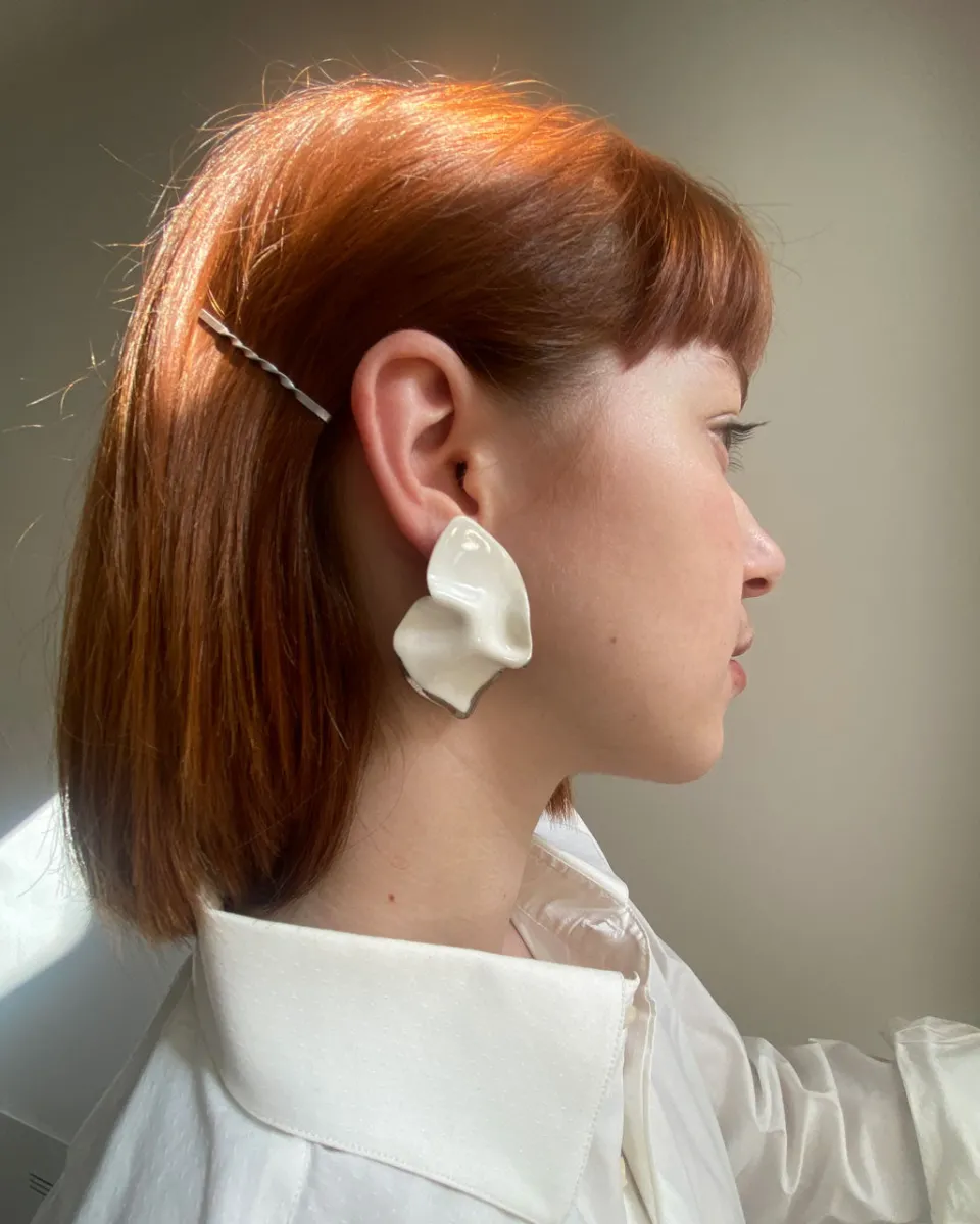 TA-DAAN Eride Ceramic Platinum Earrings
