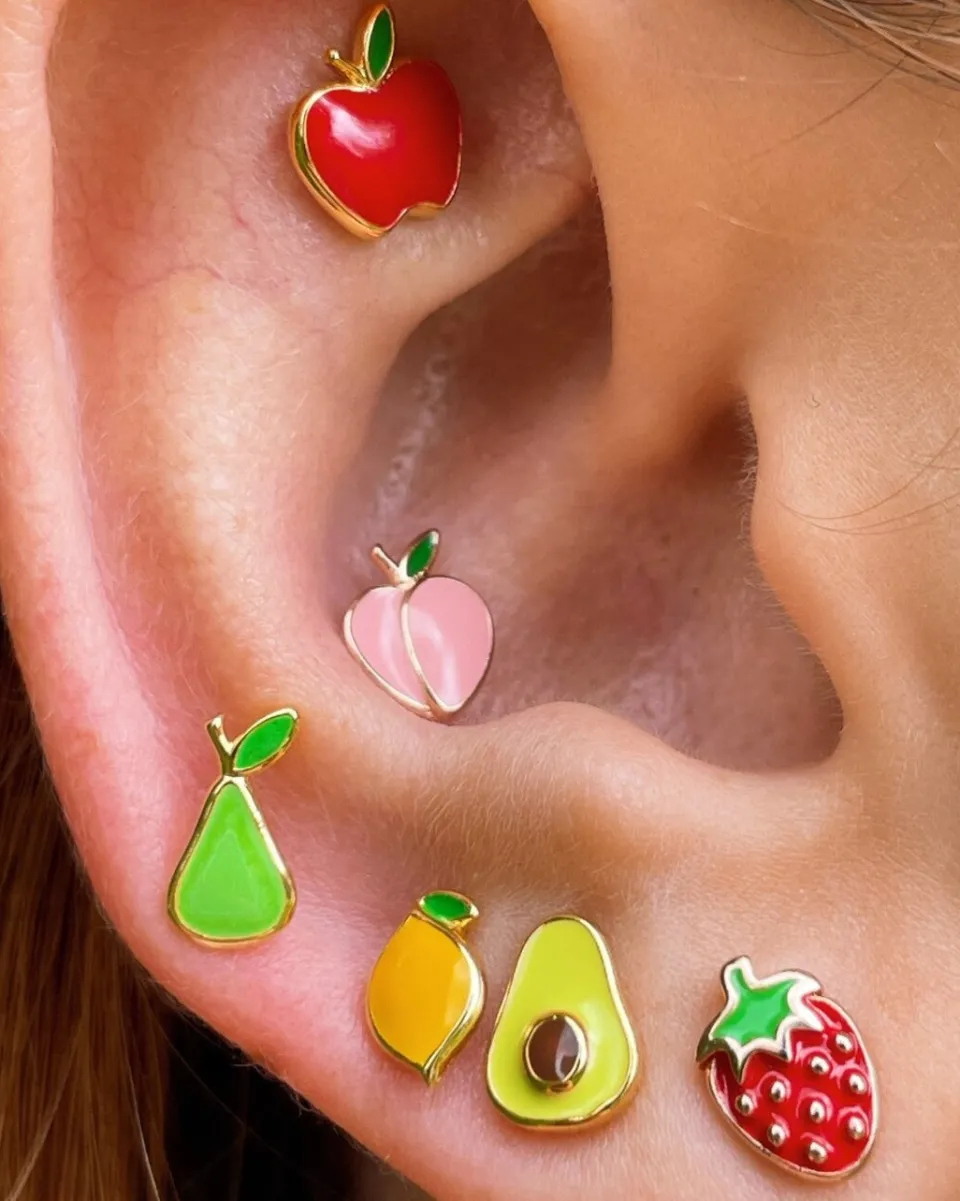 TA-DAAN Five Fruit mini stud earrings MIX - Set of 5