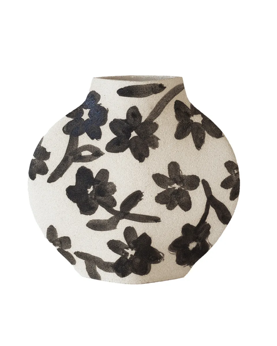 TA-DAAN Flowers Pattern' Ceramic Illustrated Vase