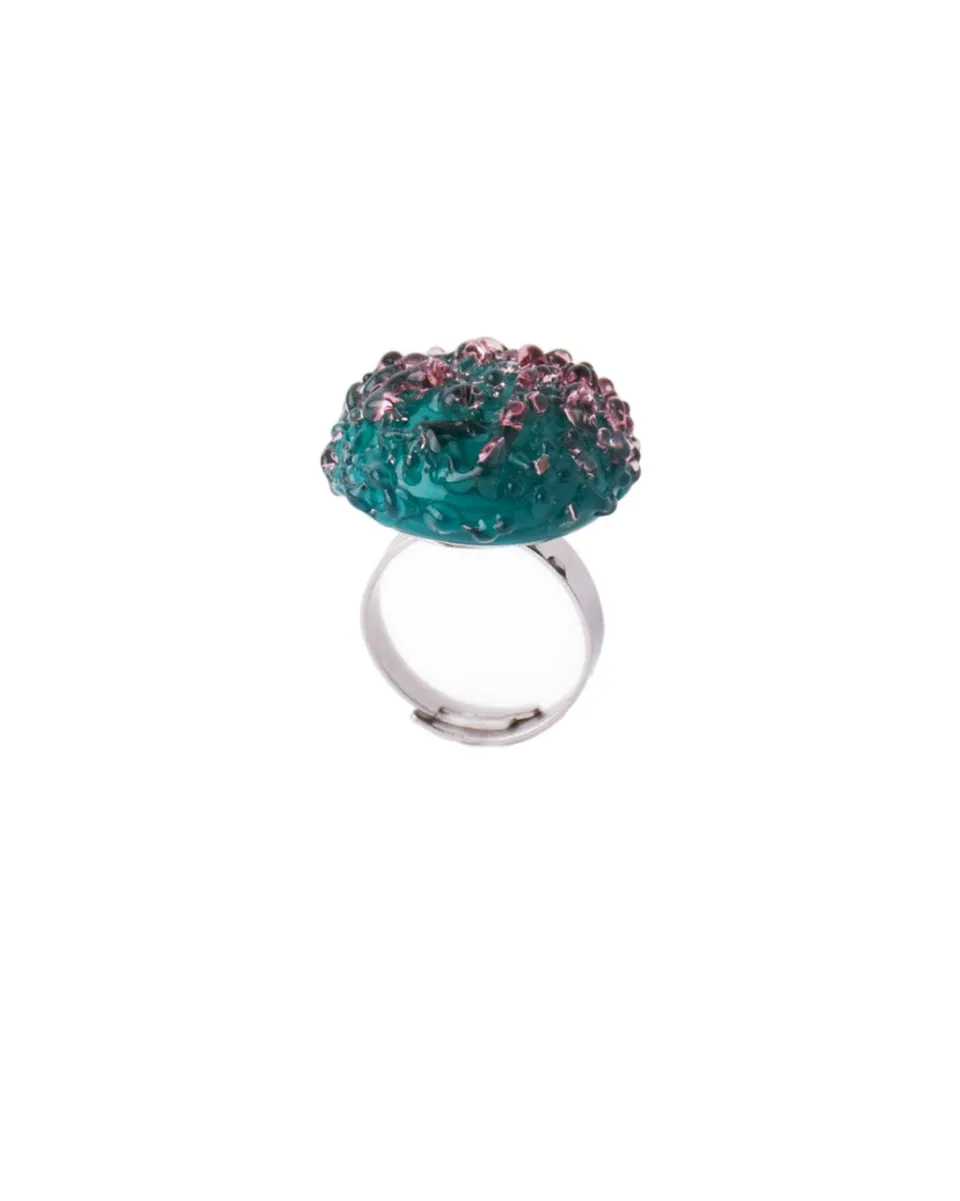 TA-DAAN Forest Green Jellyfish Glass Ring