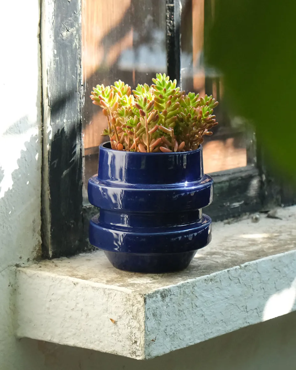 TA-DAAN Glazed Boia Clay Pot - Blue
