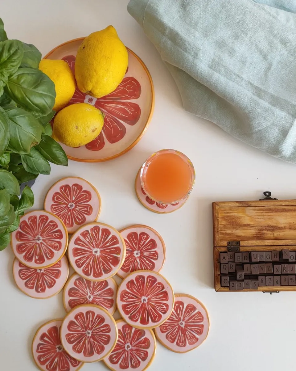 TA-DAAN Grapefruit Coaster - Set of 2