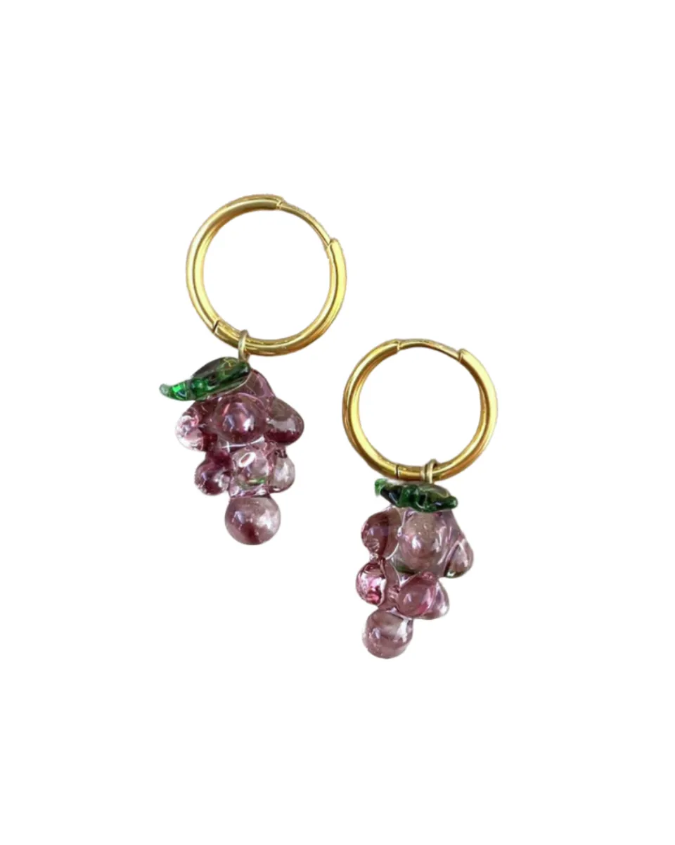 TA-DAAN Grapes Glass Earrings
