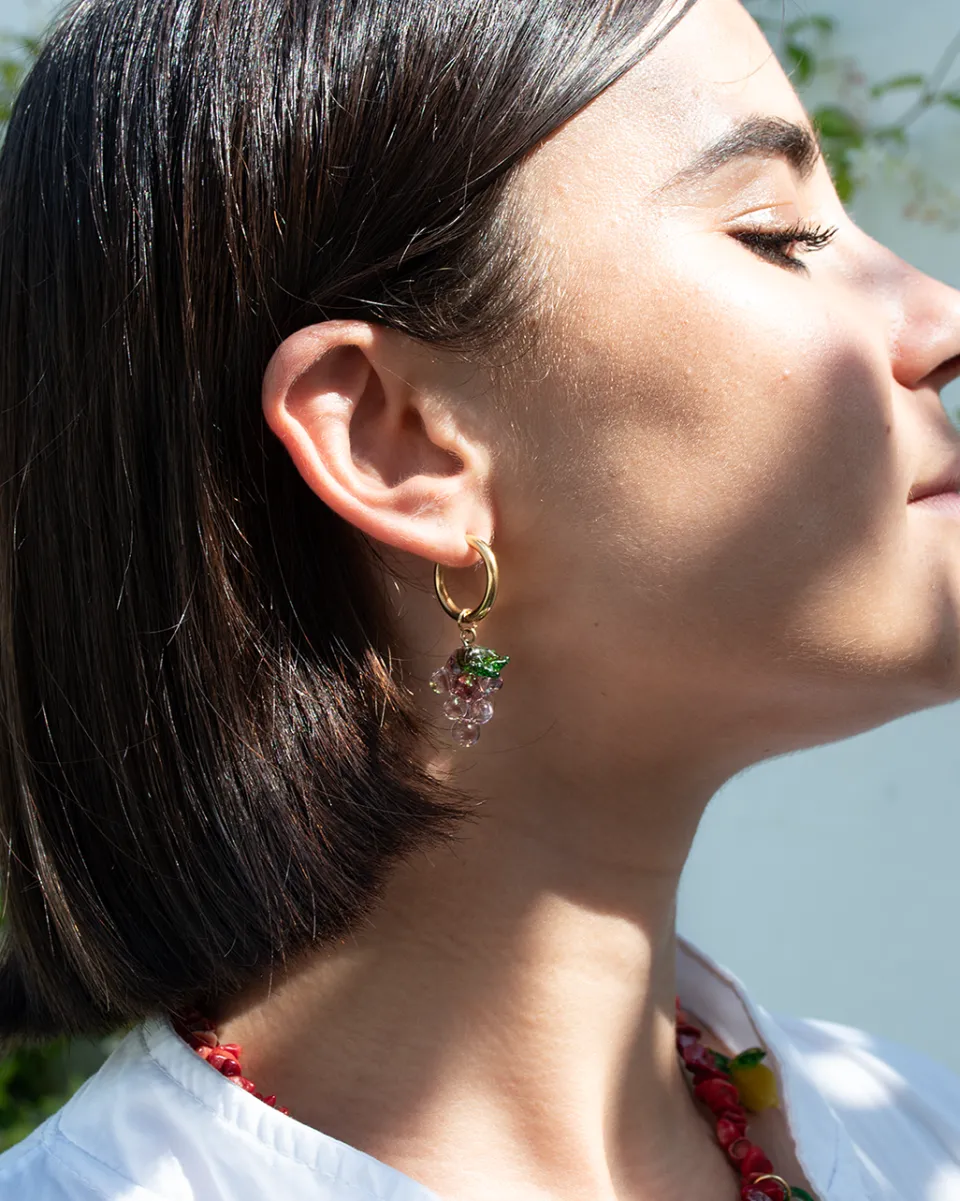 TA-DAAN Grapes Glass Earrings