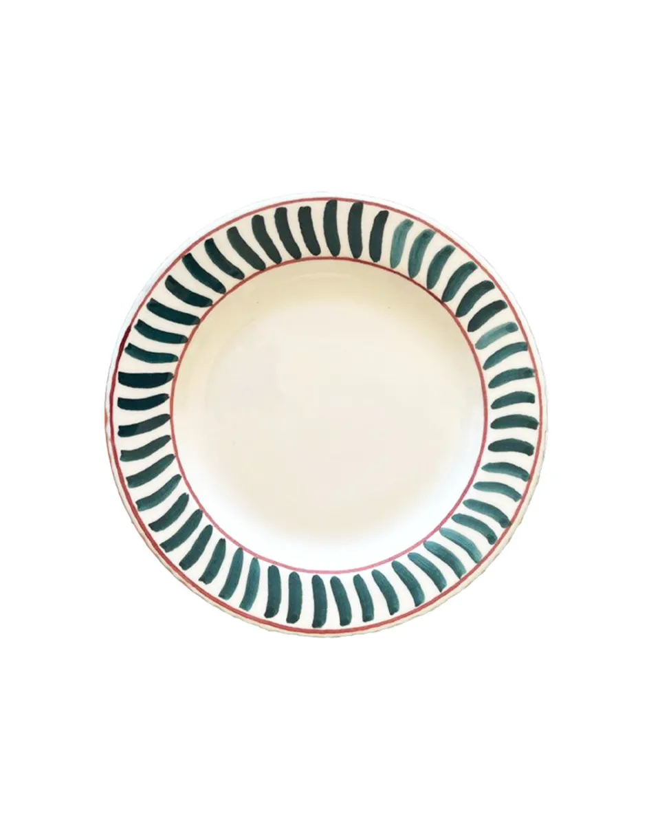 TA-DAAN Green Striped dining plates - Set of 4