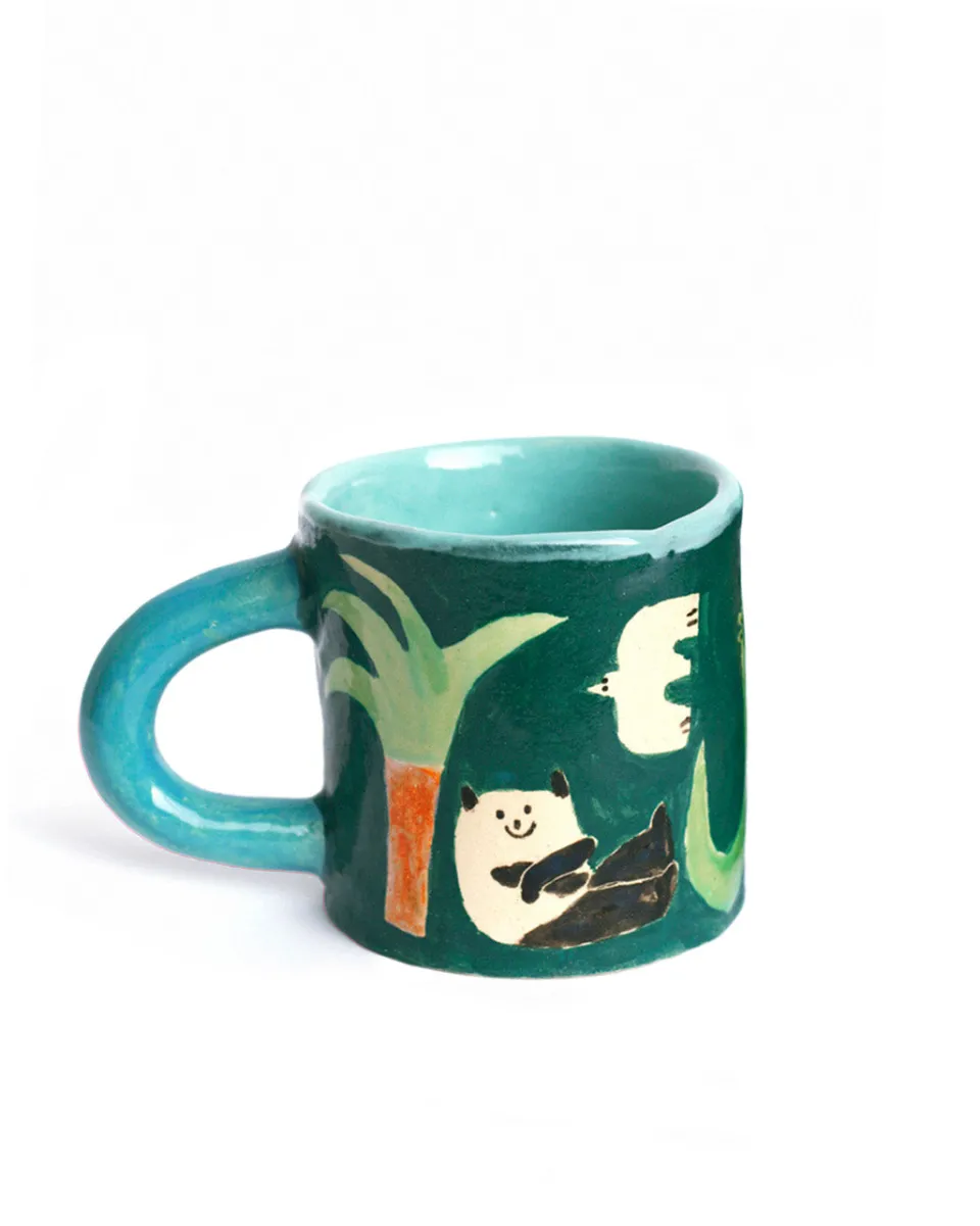 TA-DAAN Hand-Painted Panda & Dolphin Coffee mug