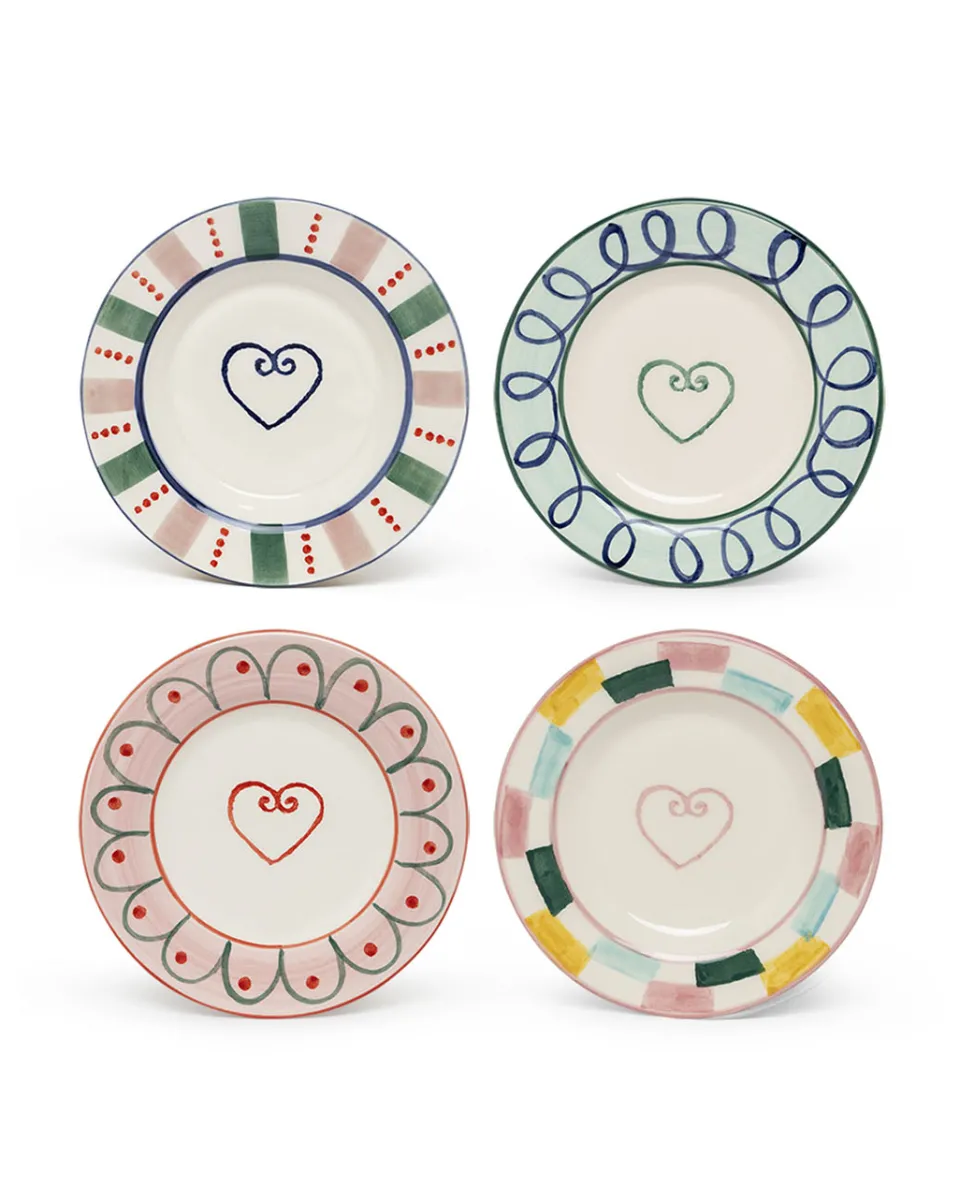 TA-DAAN Heart bread plates - coasters MIX - Set of 4