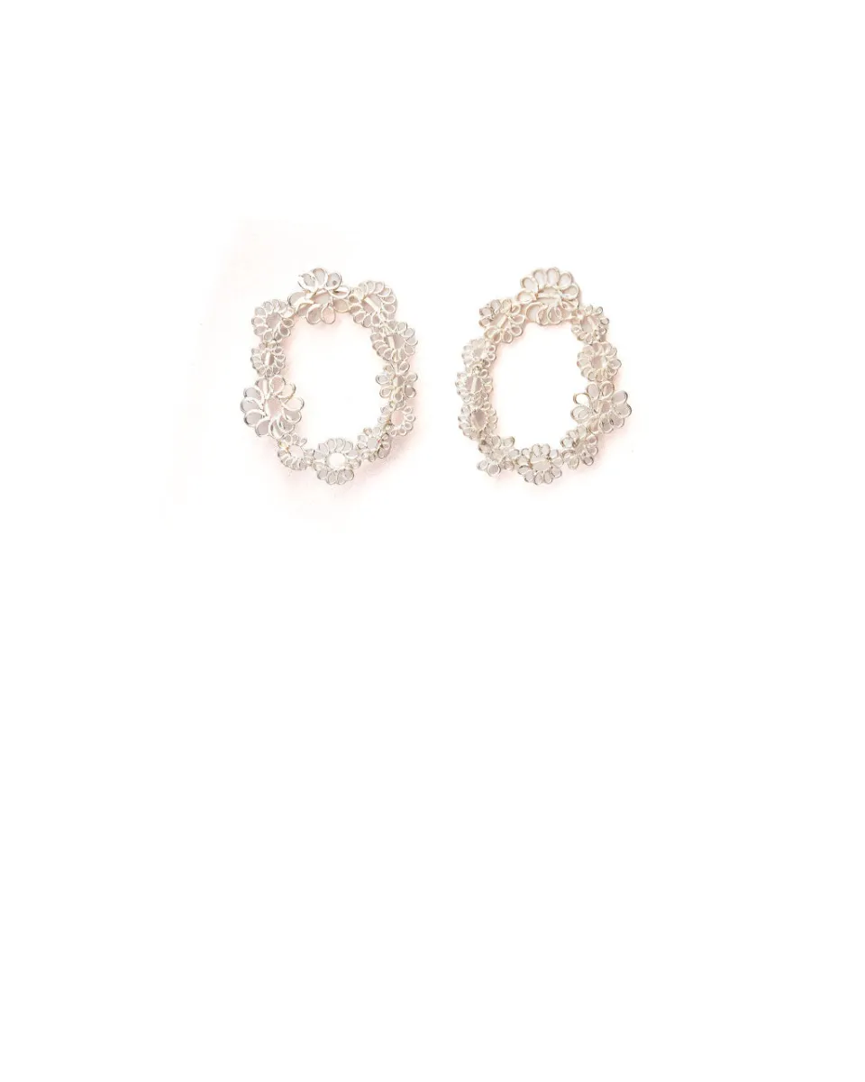 TA-DAAN Hoop Silver Filigree Earrings
