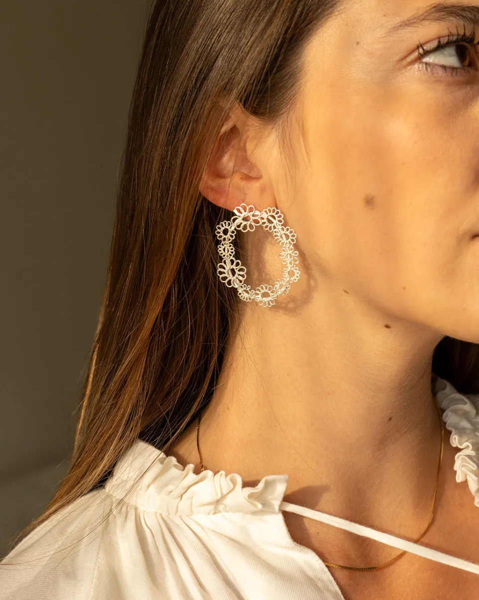 TA-DAAN Hoop Silver Filigree Earrings