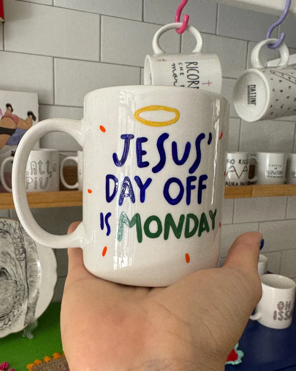 TA-DAAN Jesus' day off is Monday mug