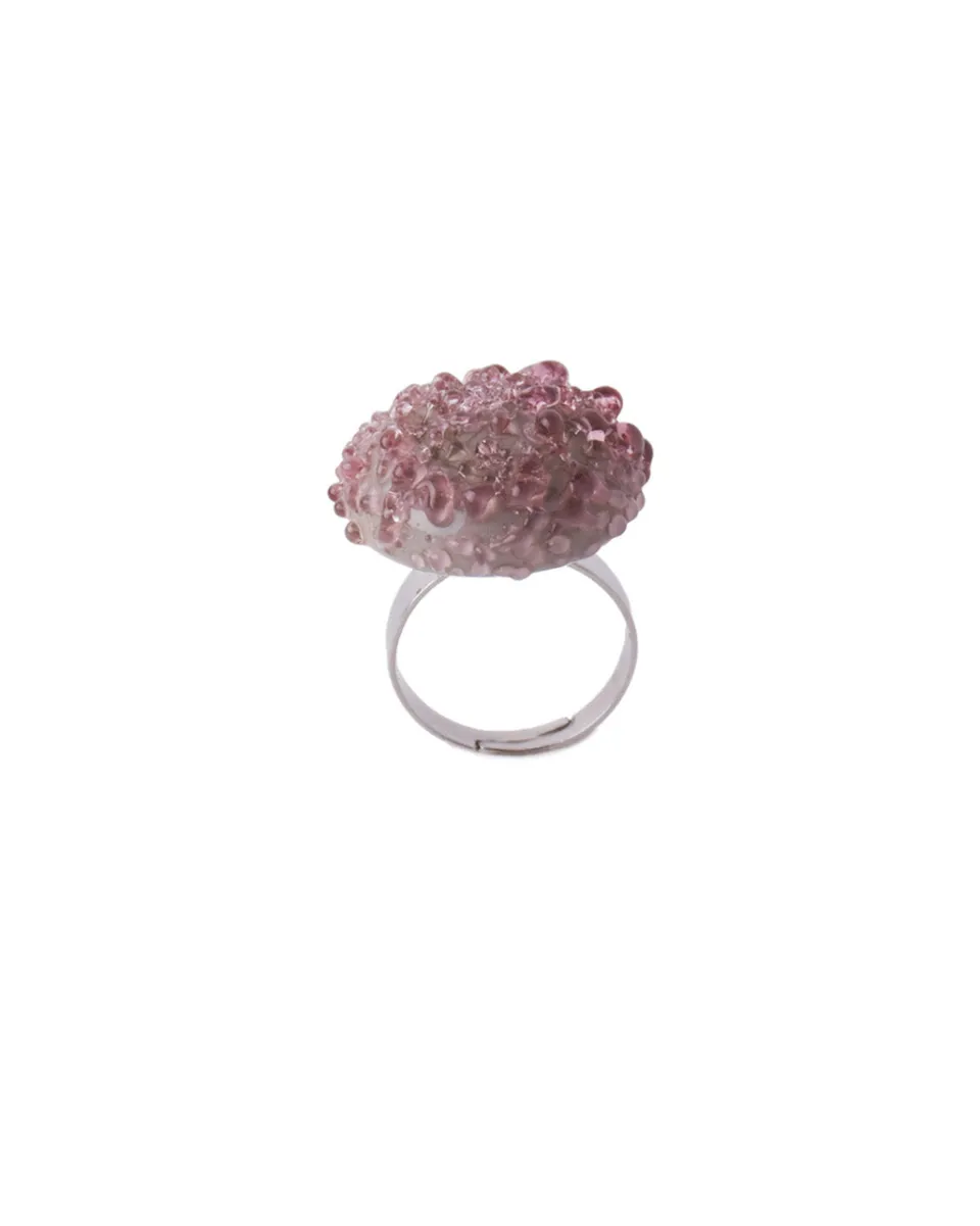 TA-DAAN Light Amethyst Gray Jellyfish Glass Ring
