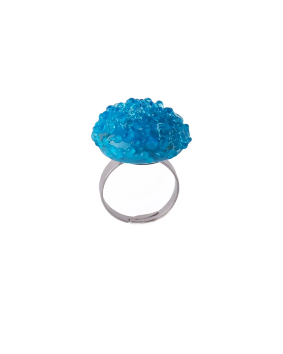 TA-DAAN Light Blue Jellyfish Glass Ring
