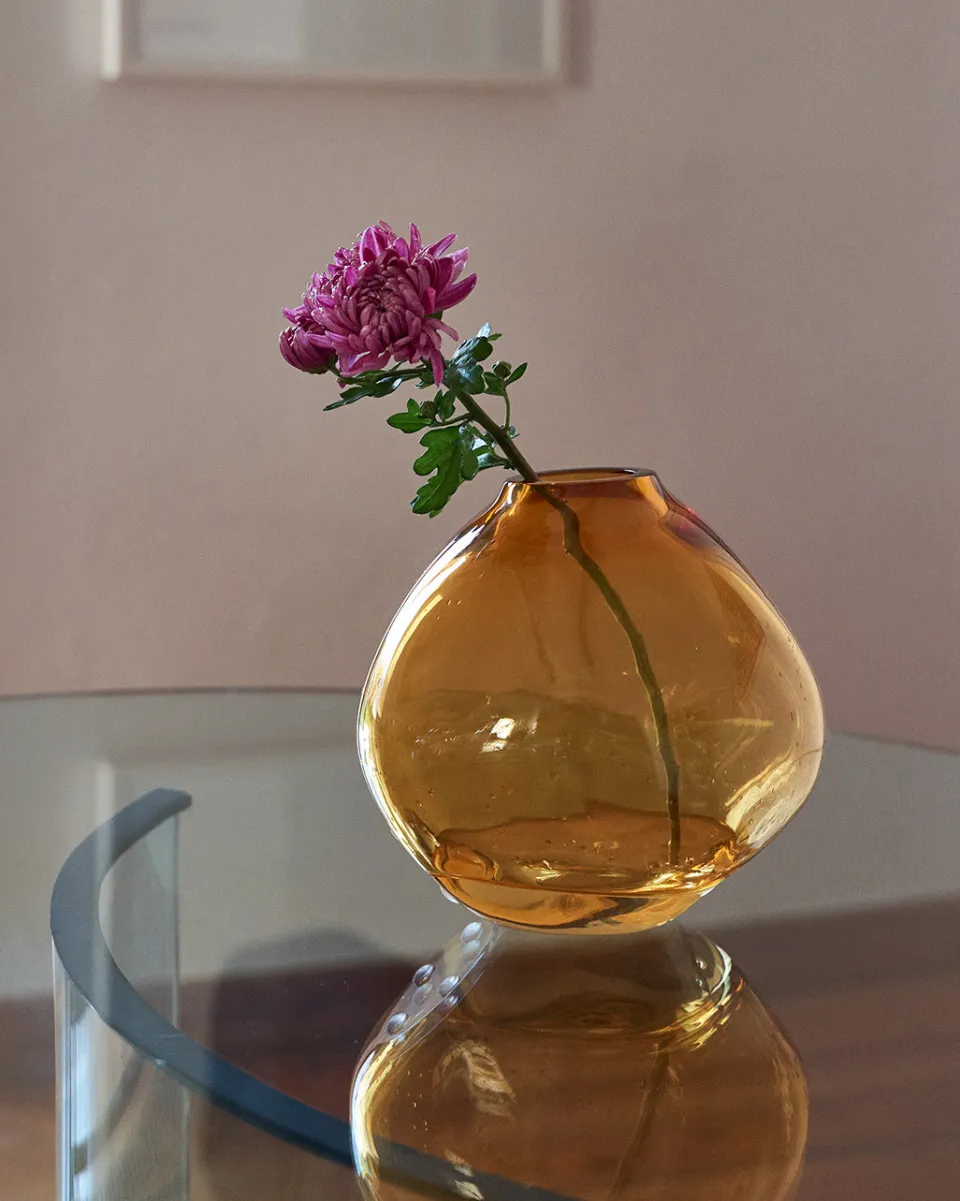 TA-DAAN NUVOLA Amber Crystal Glass Vase