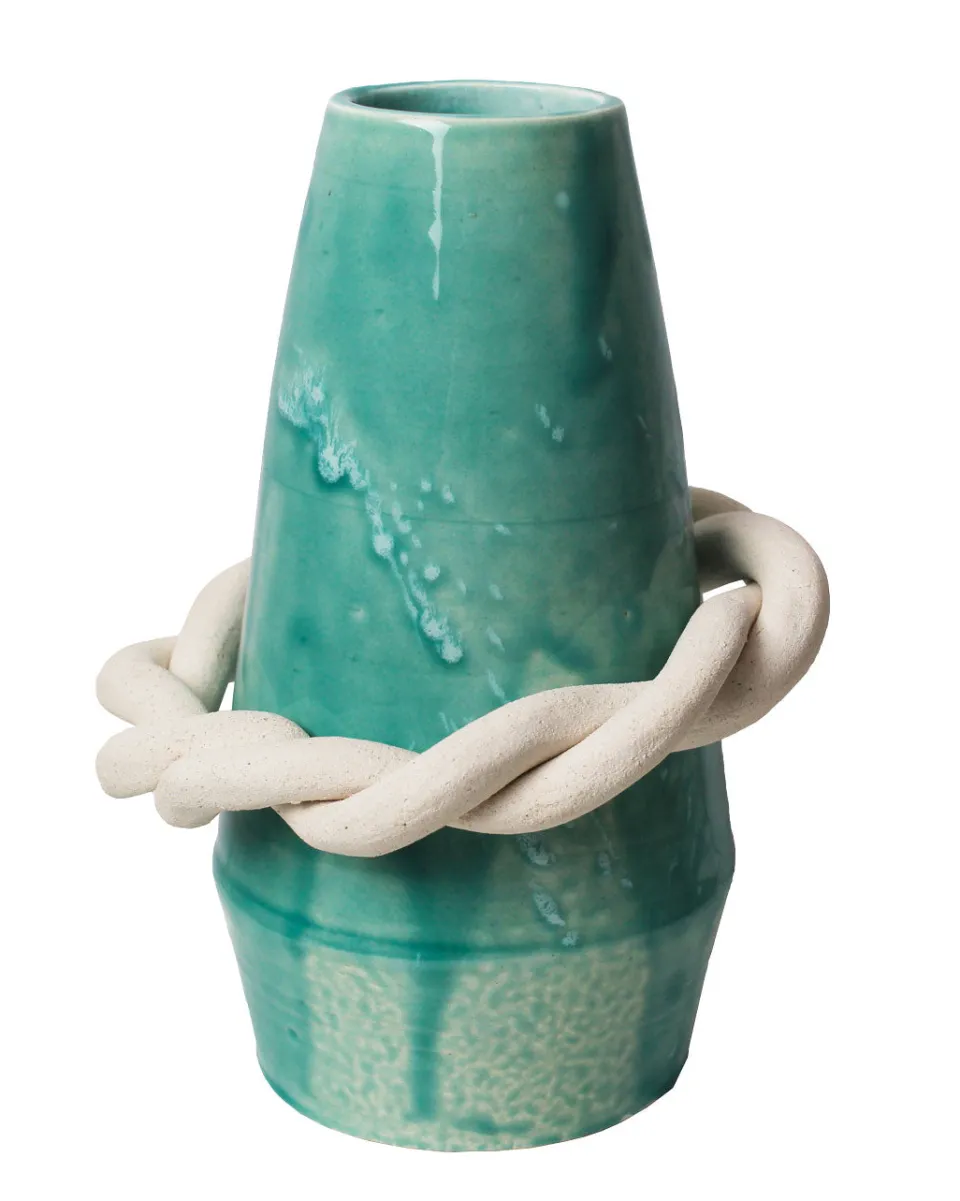 TA-DAAN Paduang braided vase - Aquamarine
