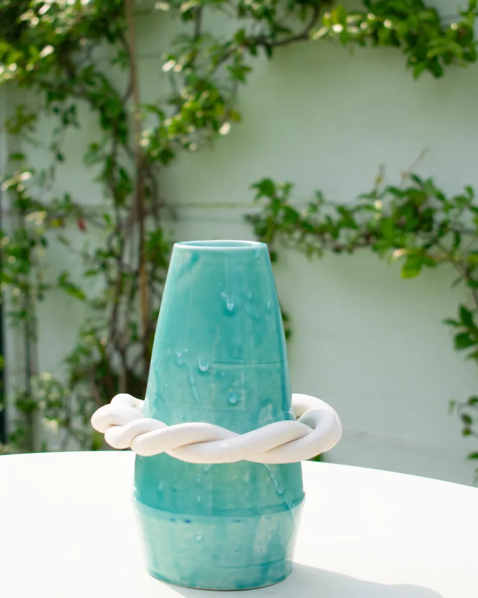 TA-DAAN Paduang braided vase - Aquamarine