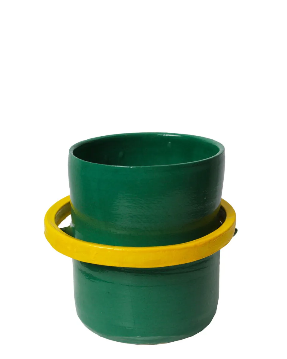TA-DAAN Paduang vase - Hunter green & yellow