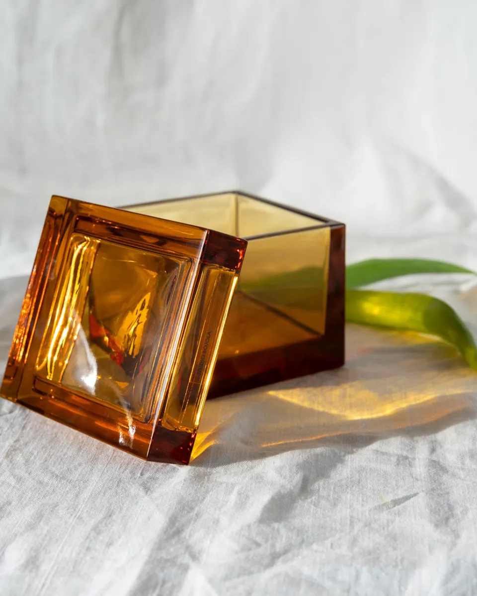 TA-DAAN PALMI Amber Crystal Glass Box