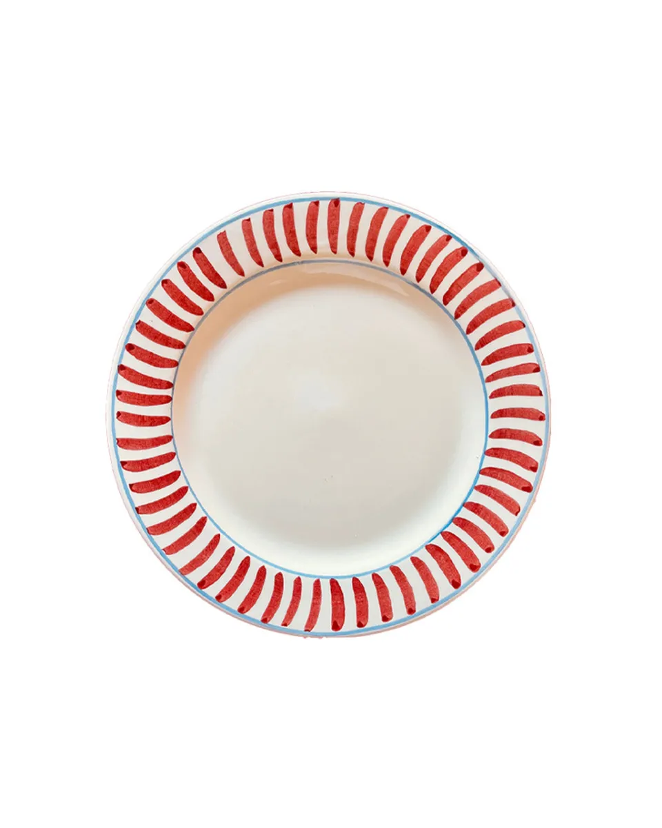 TA-DAAN Red Striped dining plates - Set of 4