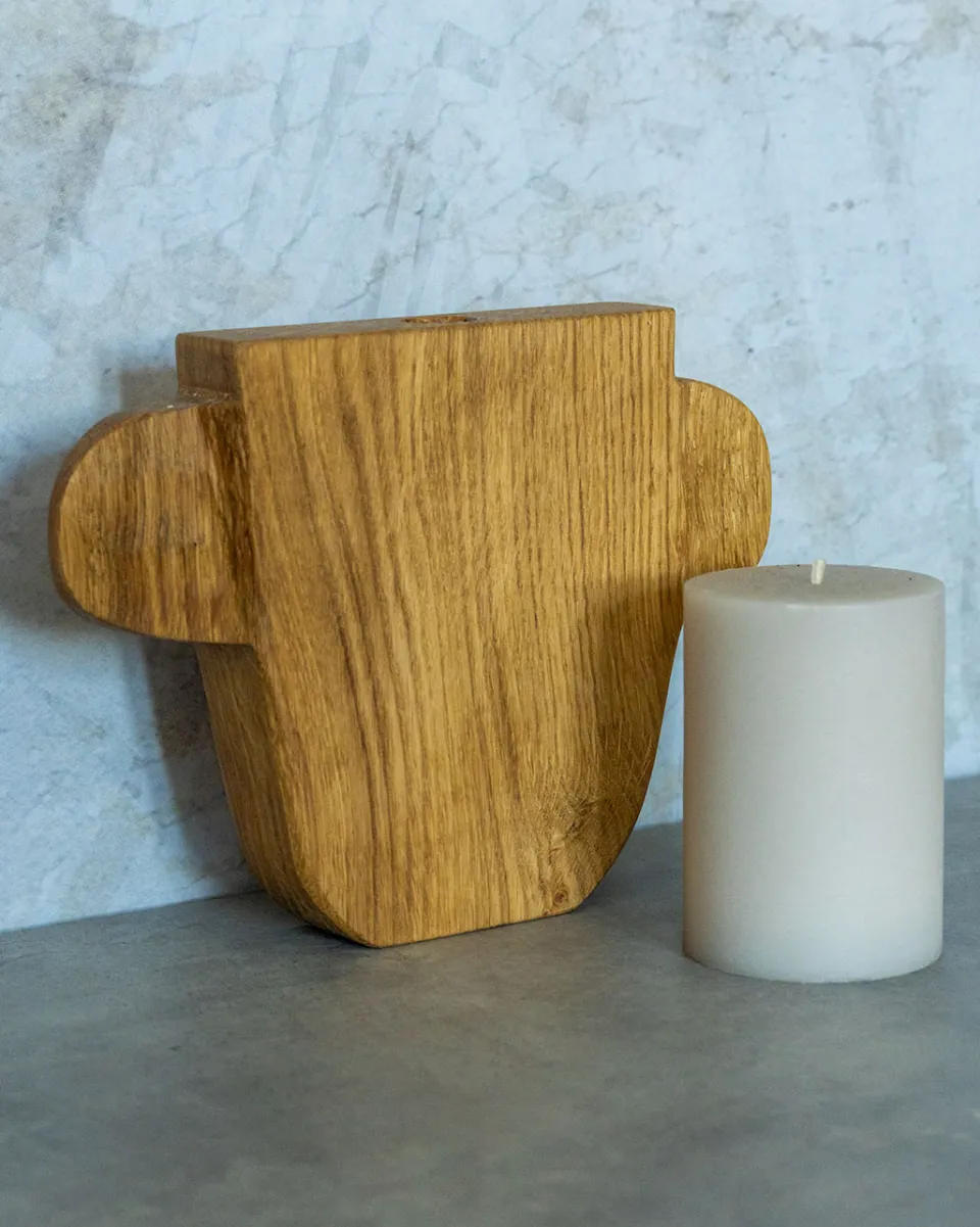 TA-DAAN Small Ears Textured Wood Vase