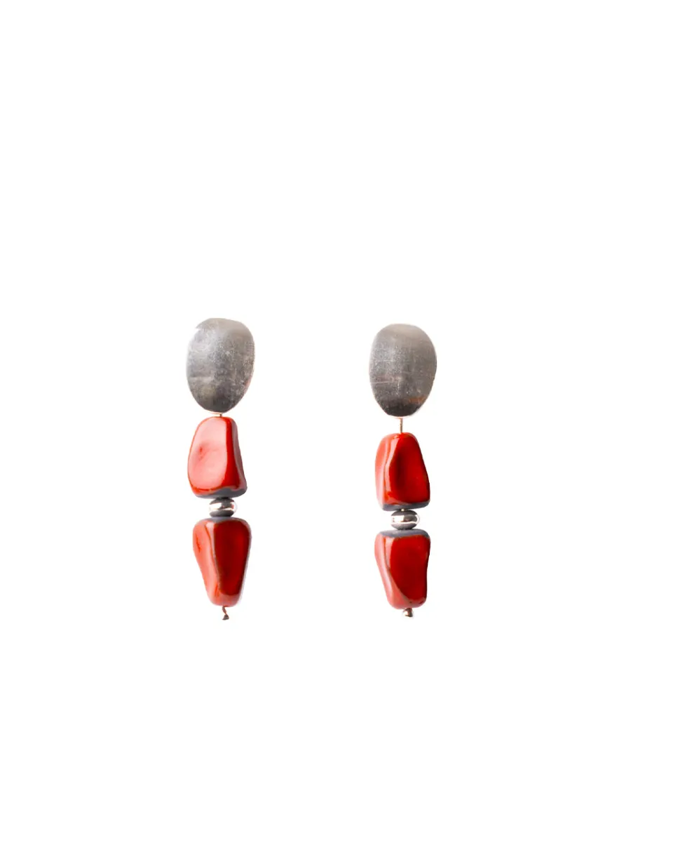 TA-DAAN Totem Porcelain and Silver Earrings