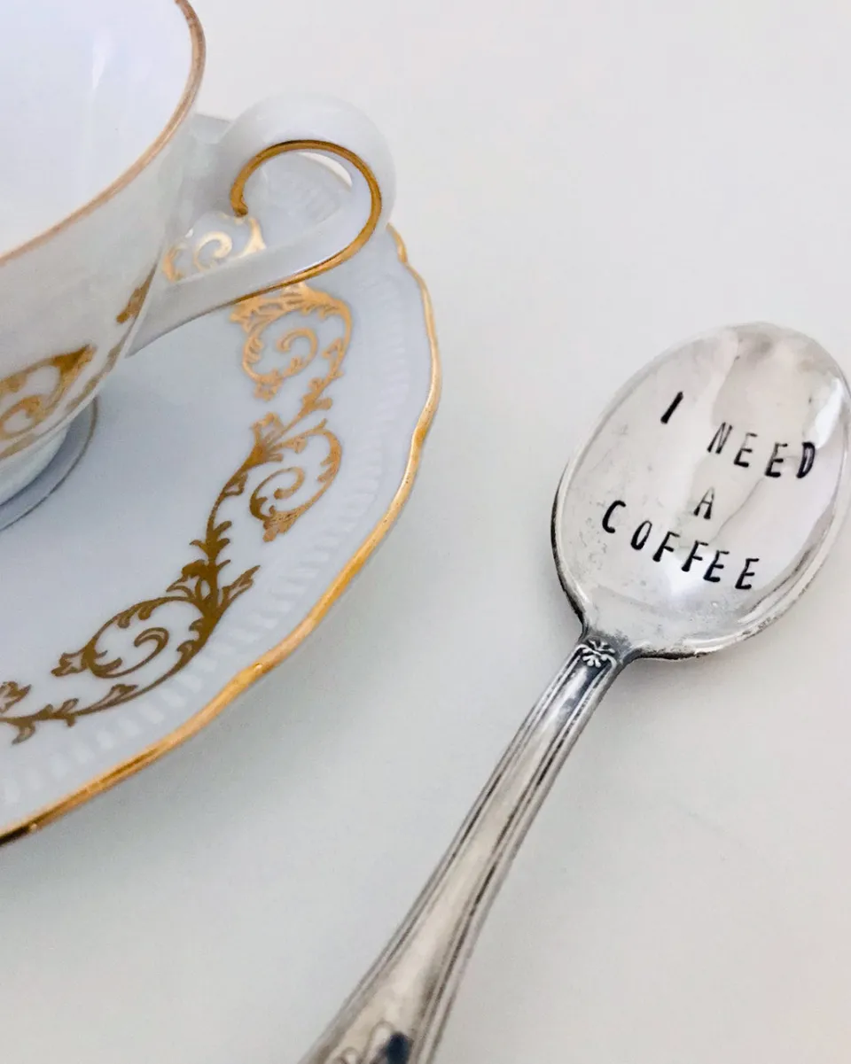 TA-DAAN Vintage Silver Hand-stamped coffee spoon