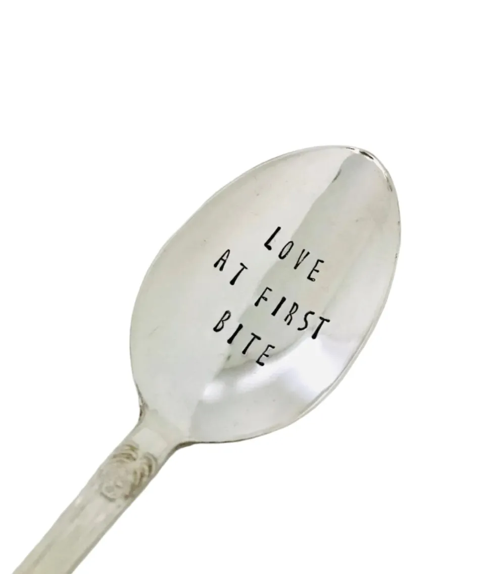 TA-DAAN Vintage Silver Hand-stamped dessert spoon