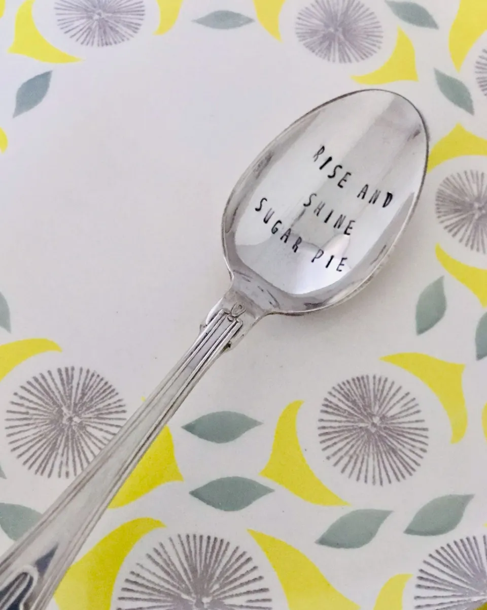 TA-DAAN Vintage Silver Hand-stamped dessert spoon