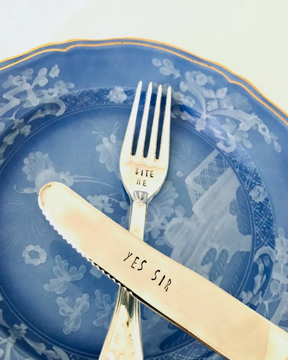 TA-DAAN Vintage Silver Hand-stamped knife