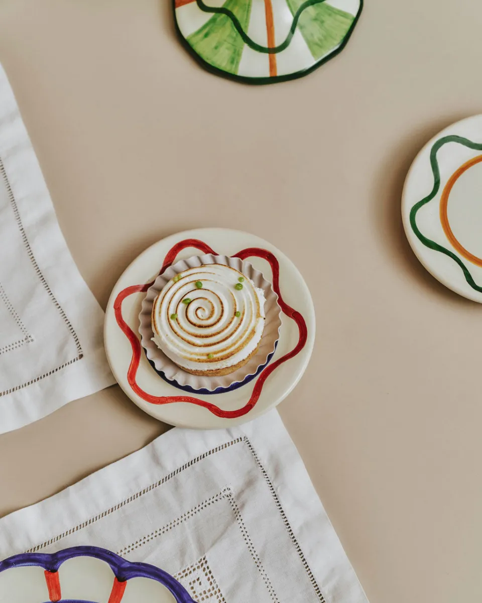 TA-DAAN Wavy-Lines Bread Plates - coasters MIX - Set of 4